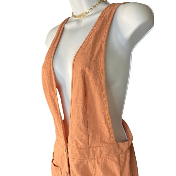 Sienna Sky Womens Apricot Button-Front Deep V-Neck Midi Dress Size M - Picture 3 of 7